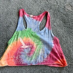 Tie-dye Myrtle Beach cropped tanktop